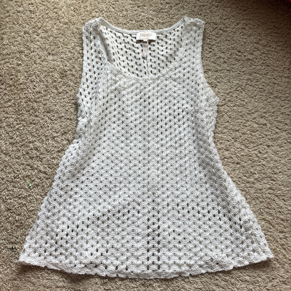 White Crochet Sleeveless Top